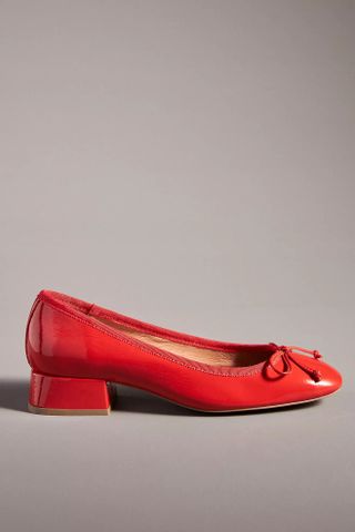 Anthropologie + Bibi Lou Heeled Leather Ballet Pumps in Red