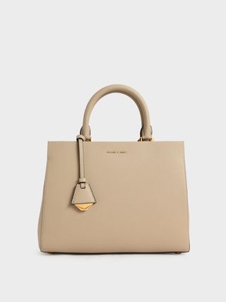 Charles 
Keith + Mirabelle Structured Handbag in Sand