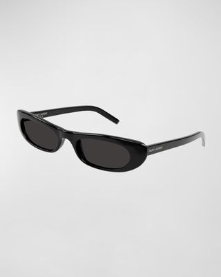 Saint Laurent + Slim Oval Acetate Sunglasses