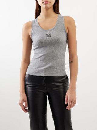 Loewe + Anagram-Embroidered Cotton-Blend Tank Top