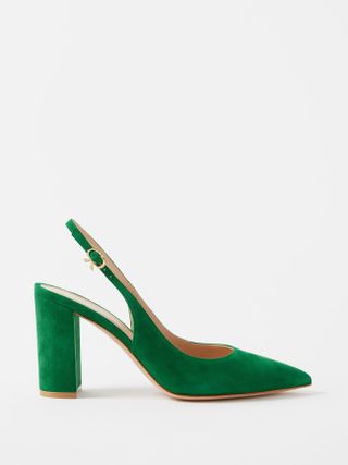 Gianvito Rossi + Ribbon Sling 85 Slingback Suede Pumps