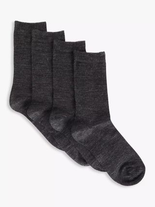 John Lewis + Merino Wool Mix Ankle Socks, Pack of 2,