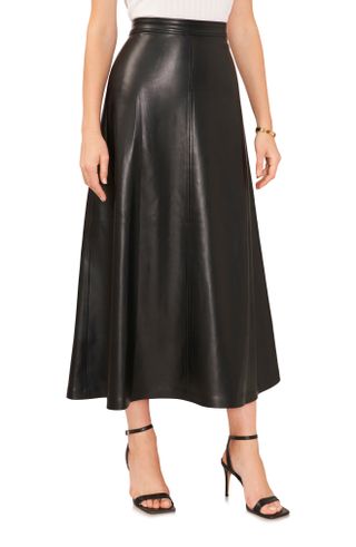 Vince Camuto + Faux Leather A-Line Skirt