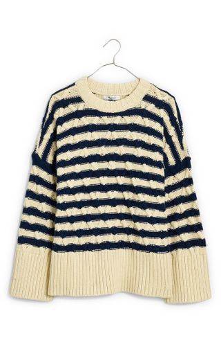 Madewell + Yasmin Stripe Lattice Stitch Sweater