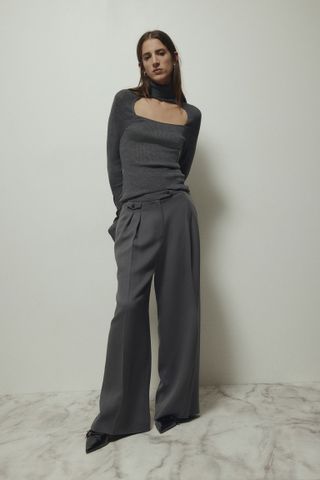 H&M + Wide-Leg Wool-Blend Pants
