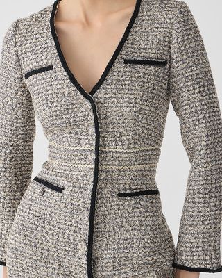 J.Crew + Collection V-Neck Lady Dress in Tinsel Tweed