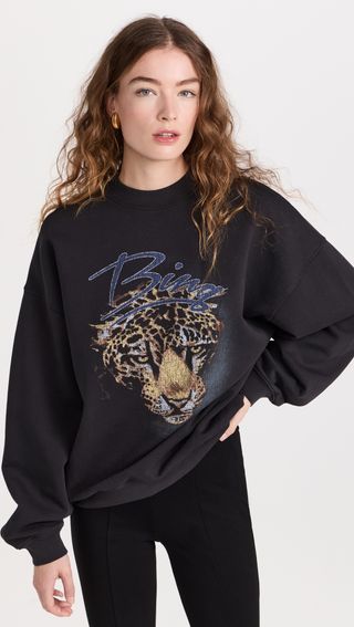 Anine Bing + Harvey Crew Leopard Sweatshirt