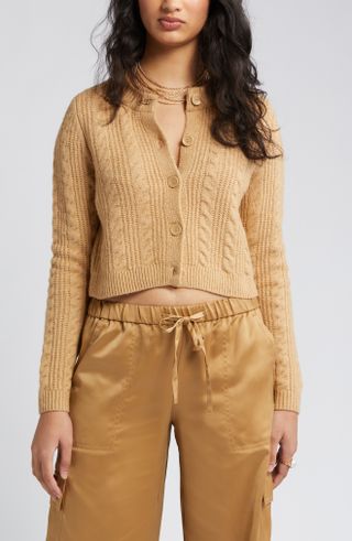Open Edit + Cable Knit Crop Cardigan