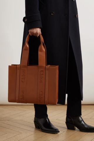 Chloé + Woody Medium Embroidered Leather Tote