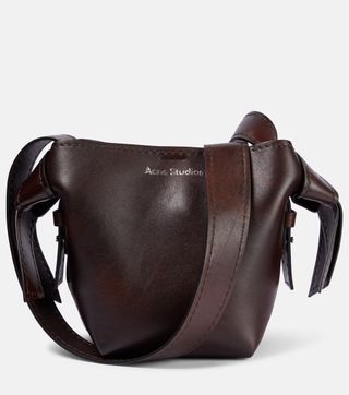 Acne Studios + Musubi Mini Leather Shoulder Bag in Brown