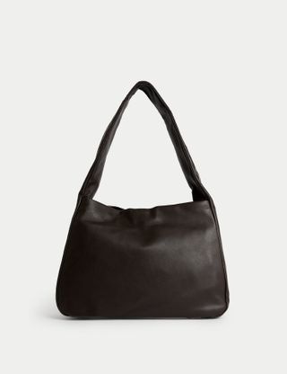 M&S Collection + Leather Shoulder Bag in Chocolate
