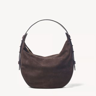 Aspinal of London + Hobo Crescent in Chocolate Suede