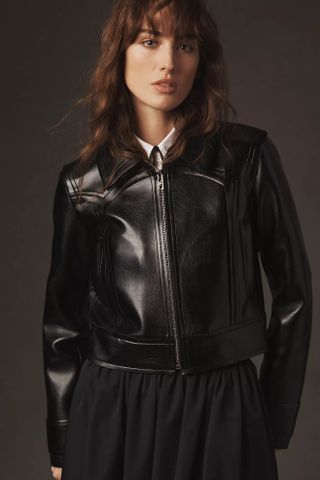 By Anthropologie + Cropped Faux Leather Jacket