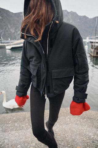 Zara + Hooded Quilted Jacket