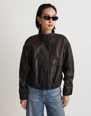 Madewell + Leather Bomber Jacket