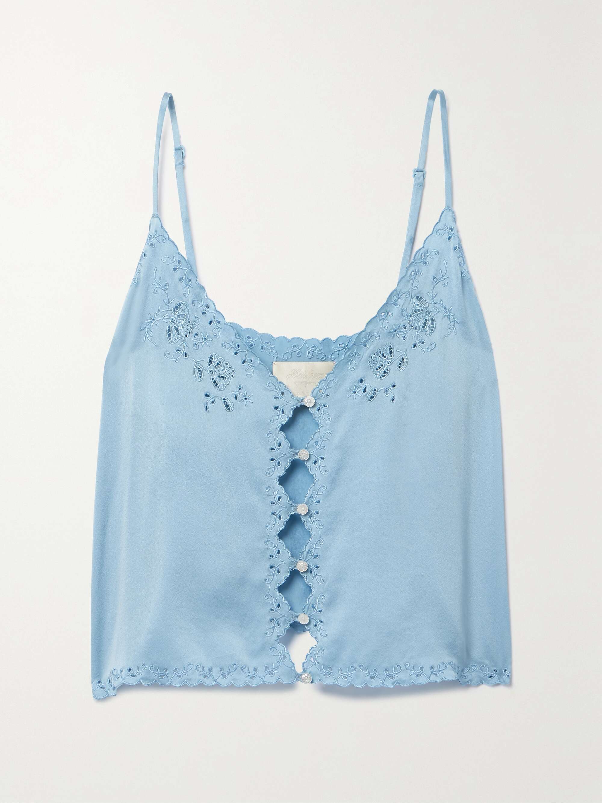 Dôen + Elise Broderie Anglaise Silk-Charmeuse Camisole