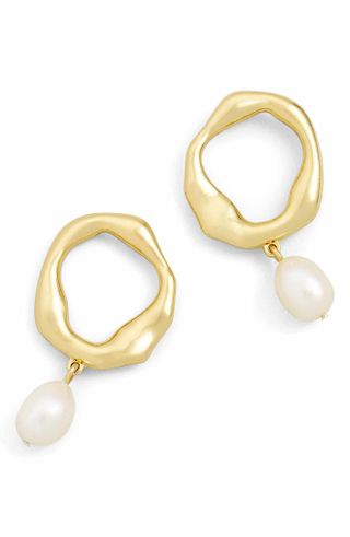 Madewell + Cultured Freshwater Pearl Frontal Hoop Earrings