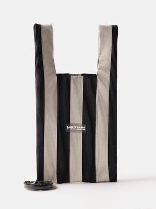 Lastframe + Ichimatsu Medium Striped Knit Tote Bag
