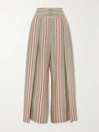Loro Piana + Notan Striped Linen Wide-Leg Pants