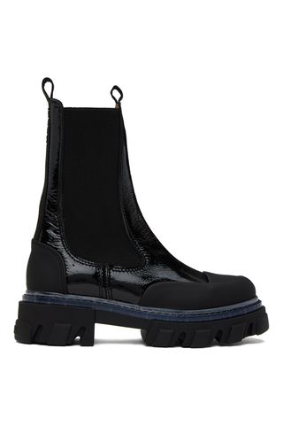 Ganni + Black Cleated Chelsea Boots