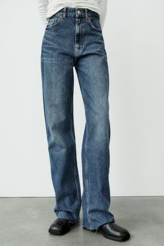 Zara + High-Rise Wid-Leg Jeans