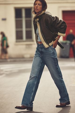 Zara + High-Waisted Full-Length Z1975 Straight-Leg Jeans