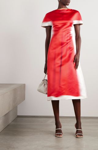Loewe + Two-Tone Silk Midi Dress