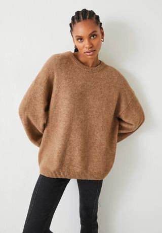 Hush + Elaine Slouchy Fit Wool Blend Jumper in Camel