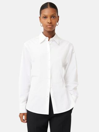 Jigsaw + Cotton Poplin Shirt in White