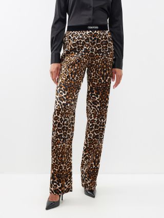 Tom Ford + Leopard-Print Silk-Blend Trousers
