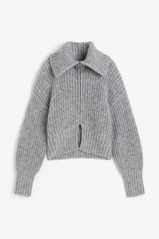 H&M + Cardigan With Collar and Zipper