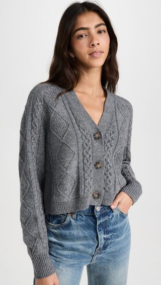Madewell + Shimmer Cable-Knit Crop Cardigan