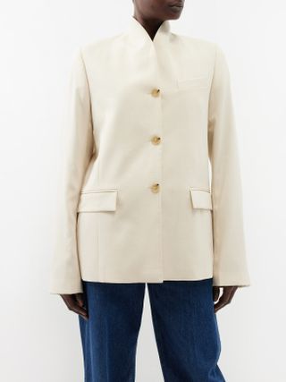 Toteme + Stand-Collar Twill Suit Jacket