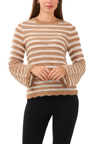 Halogen + Stripe Bell Sleeve Sweater