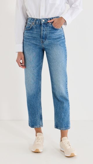 Reformation + Cynthia High Rise Straight Cropped Jeans