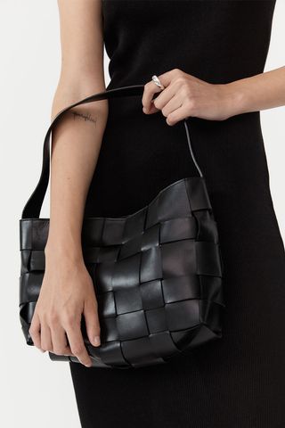 St. Agni + Woven Leather Shoulder Bag