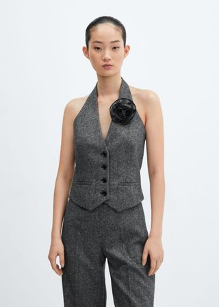 Mango + Check Wool-Blend Suit Vest