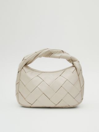 Massimo Dutti + Nappa Leather Woven Croissant Bag