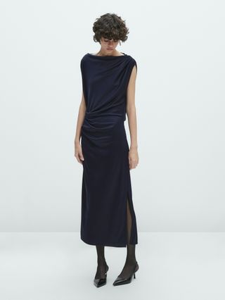 Massimo Dutti + Flowing Dress With Gathered Detail