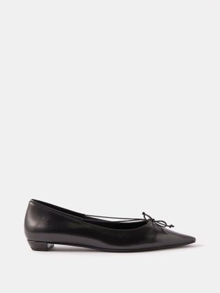 The Row + Claudette Bow Leather Ballet Flats