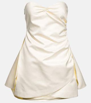 Rotate Birger Christensen + Bridal Strapless Ruched Minidress in White
