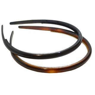 Parcelona + French Thin Set of 2 Tortoise Shell Brown and Black Headbands