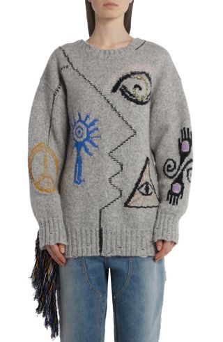 Stella McCartney + Folk Art Distressed Wool & Alpaca Blend Sweater