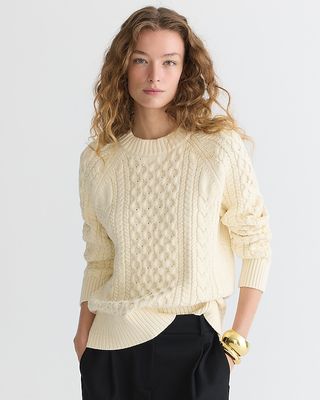 J.Crew + Cable-Knit Crewneck Sweater