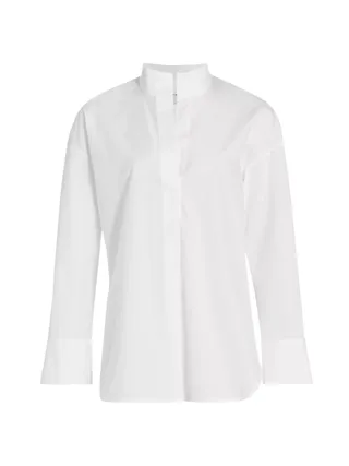 Vince + Long-Sleeve Cotton Pullover Shirt