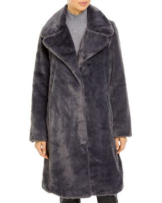 Aqua + Faux-Fur Coat With Wide Lapels