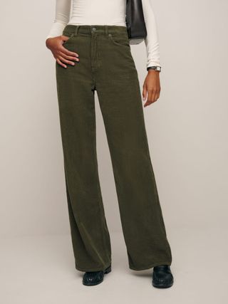 Reformation + Cary High Rise Slouchy Wide Leg Corduroy Pants