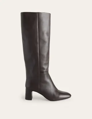 Boden + Erica Knee High Leather Boots in Chocolate Leather