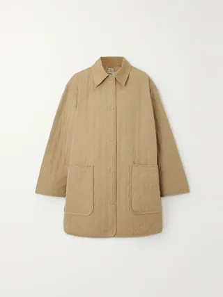 Toteme + Oversized Corduroy-Trimmed Quilted Organic Cotton-Blend Jacket in Beige