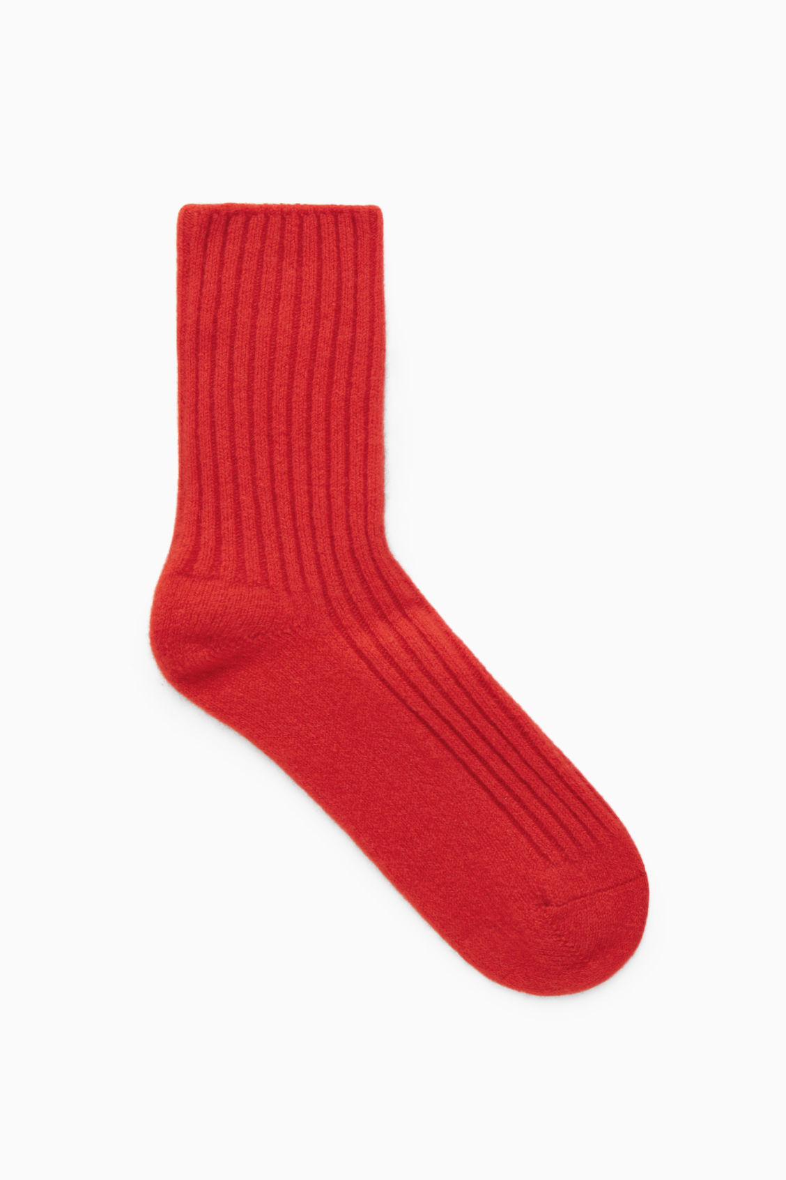 COS + Ribbed Cashmere Socks in Bright Red